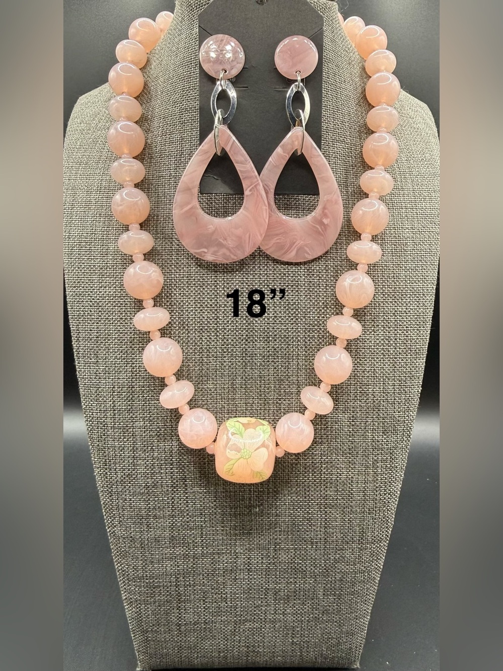 Pink Beaded Necklace & earrings